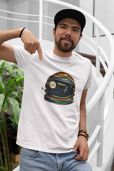 DHAGA ASTRONAUT GRAPHIC PRINTED  T-SHIRT WHITE