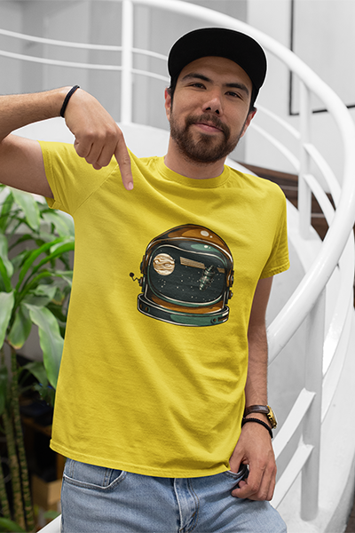 DHAGA ASTRONAUT GRAPHIC PRINTED T-SHIRT YELLOW