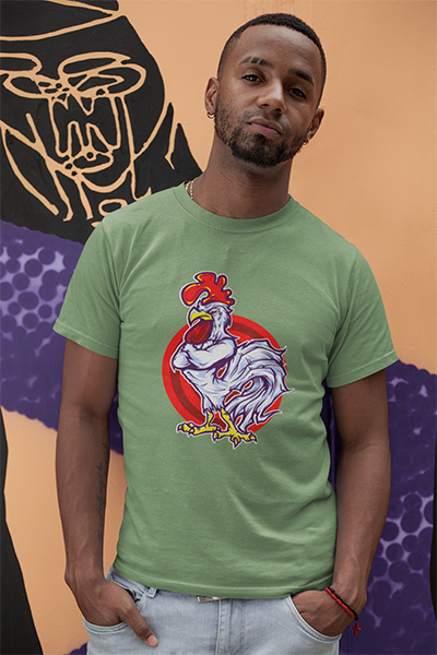 DHAGA CHICKEN GRAPHIC PRINTED T-SHIRT OLIVE GREEN