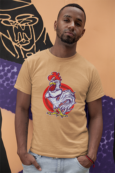 DHAGA CHICKEN GRAPHIC PRINTED T-SHIRT LIGHT ORANGE