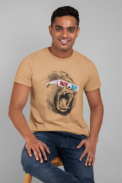 DHAGA GORILLA GRAPHIC PRINTED T-SHIRT LIGHT ORANGE