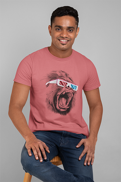 DHAGA GORILLA GRAPHIC PRINTED T-SHIRT PINK