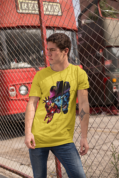 IRONMAN VS KANG GRAPHIC PRINTED T-SHIRT YELLOW