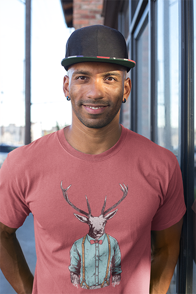 DHAGA DEER GRAPHIC PRINTED T-SHIRT PINK