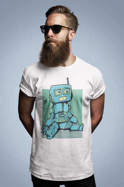 DHAGA ROBOT GRAPHIC PRINTED T-SHIRT WHITE