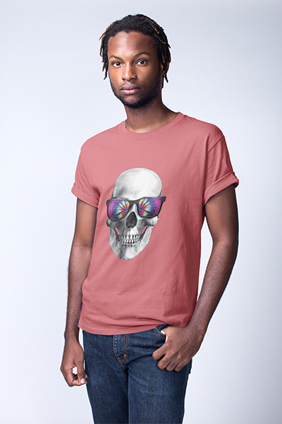 DHAGA SKULL GRAPHIC PRINTED T-SHIRT PINK