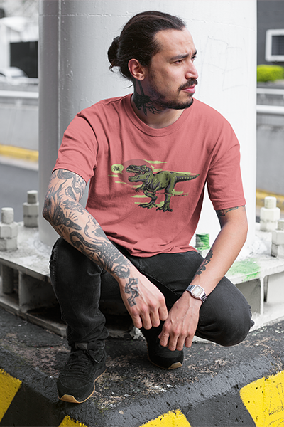 DHAGA SAMURAI T-REX GRAPHIC PRINTED T-SHIRT PINK